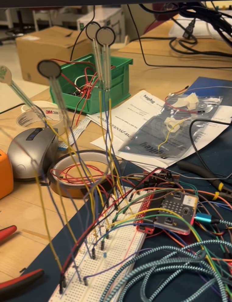 Force sensors tested on a breadboard