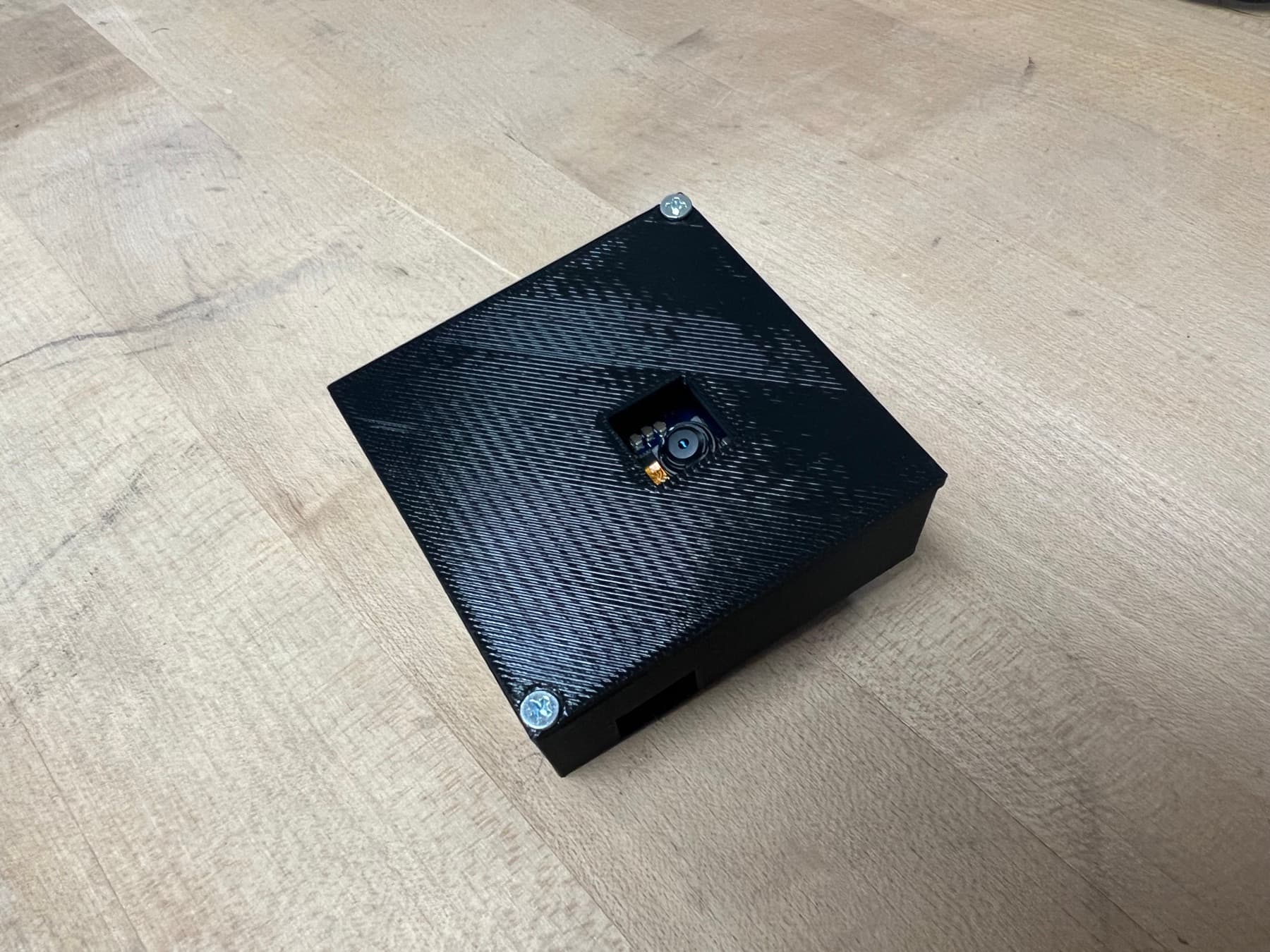 Assembled webcam embedded system in its 3D-printed enclosure
